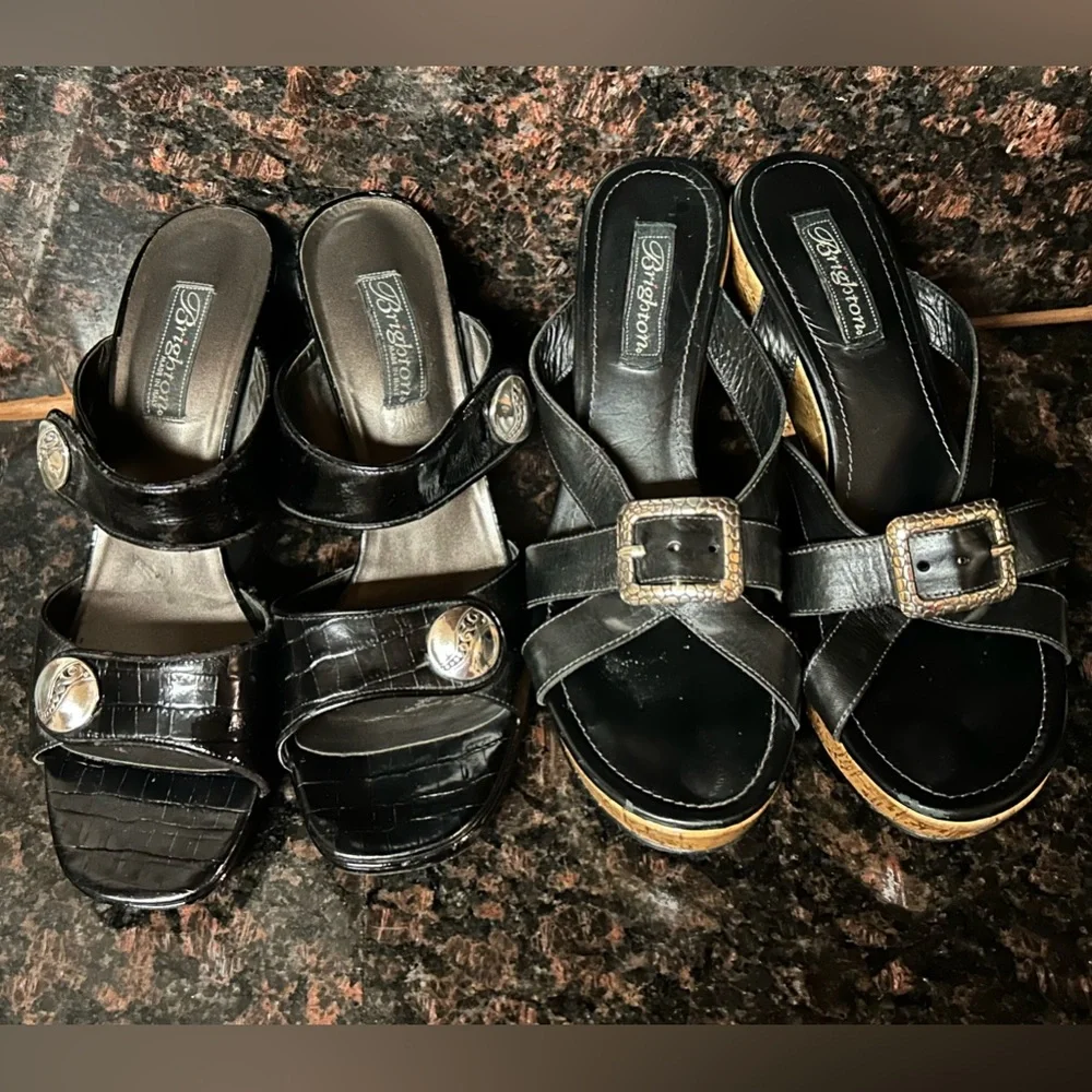 2 pair vintage Y2K Brighton leather heeled sandals 10